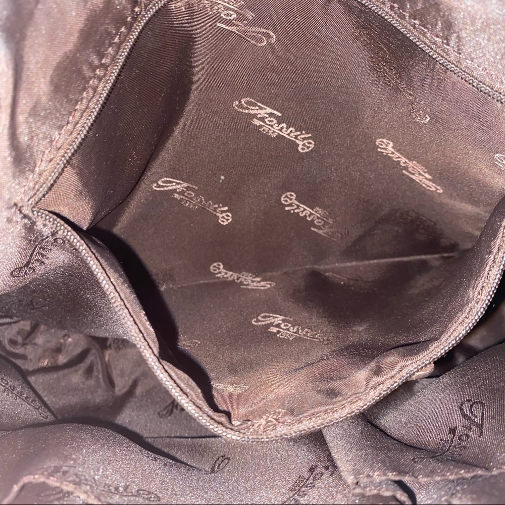 Vintage Fossil Genuine Leather Handcrafted Women's Handbag Purse 75082 - Beige - Picture 7 of 11